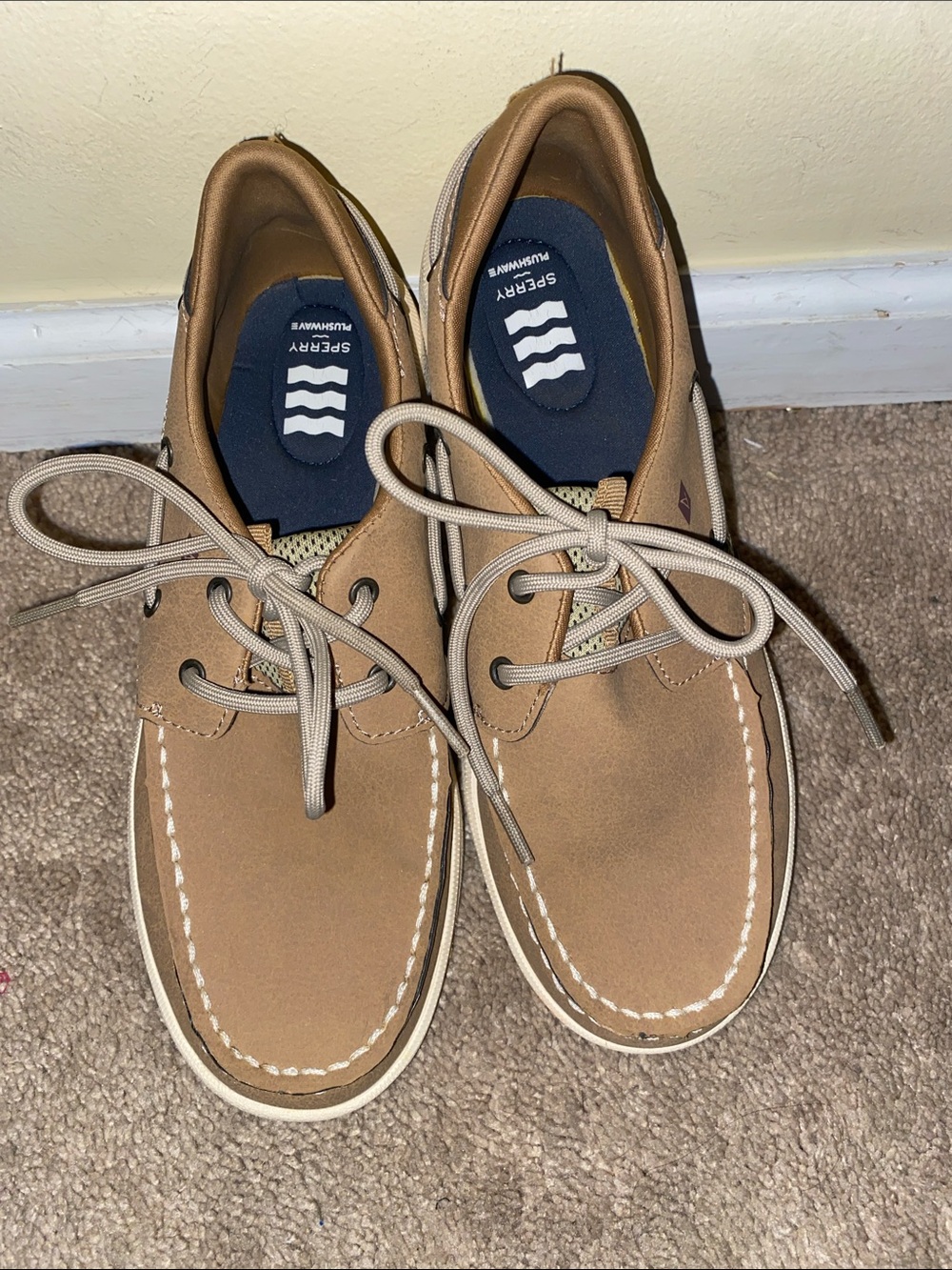 Sperry Tan Leather Moccasin Boat Shoes for Men